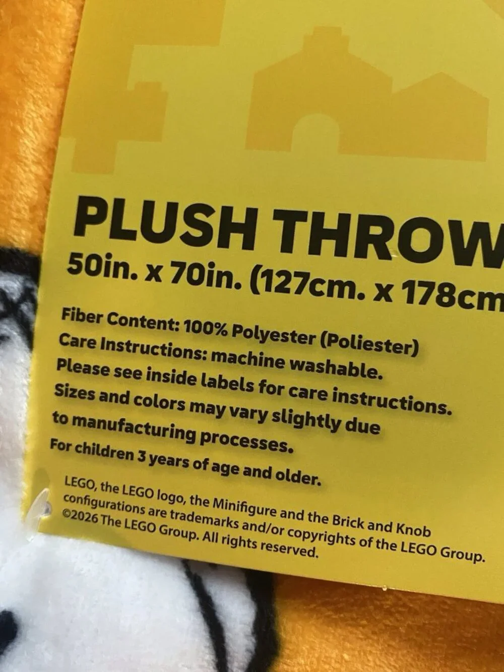 LEGO Skeleton Halloween Plush Throw Blanket 50” X 70” Orange All-Over Print NEW